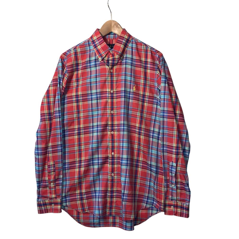 Ralph Lauren Shirt M Colorful Plaid Pony Button Up Long Sleeve  size M